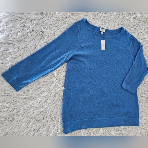 NWT Talbots 3/4 Sleeve Cashmere Blend Sweater Women's Size M Blue - Picture 1 of 9